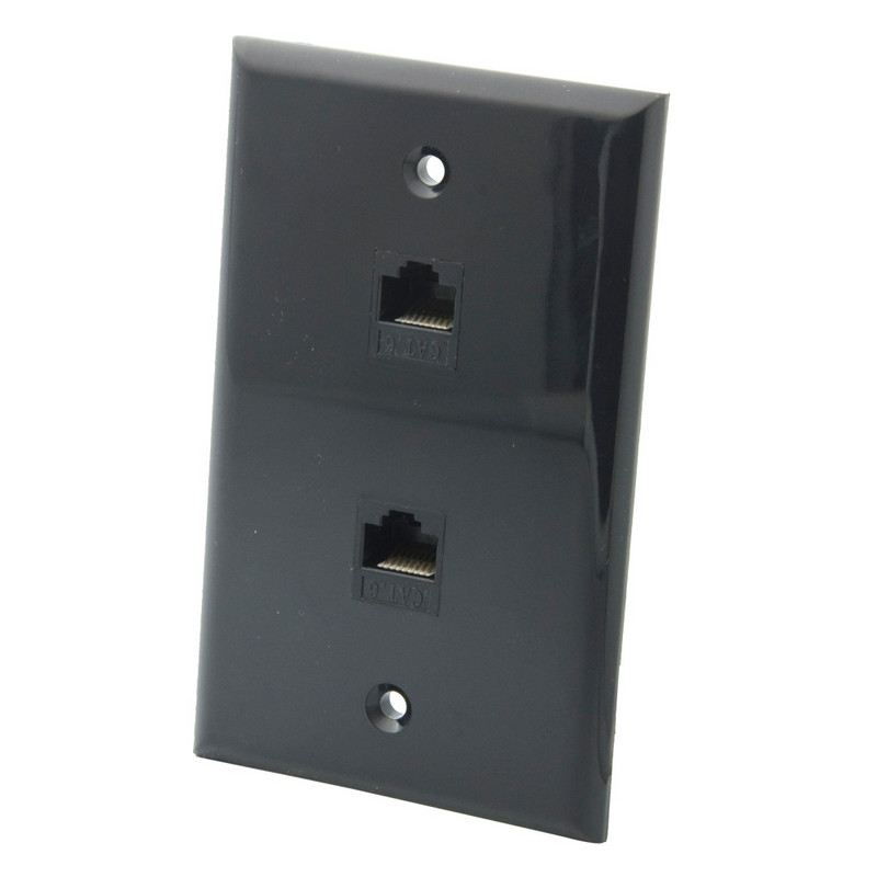 Must värv 1, 2, 3, 4, 6, 8, 12 pordiga CAT6 RJ45 võrgu seinaplaat tagakülje nais- ja naisühendusega