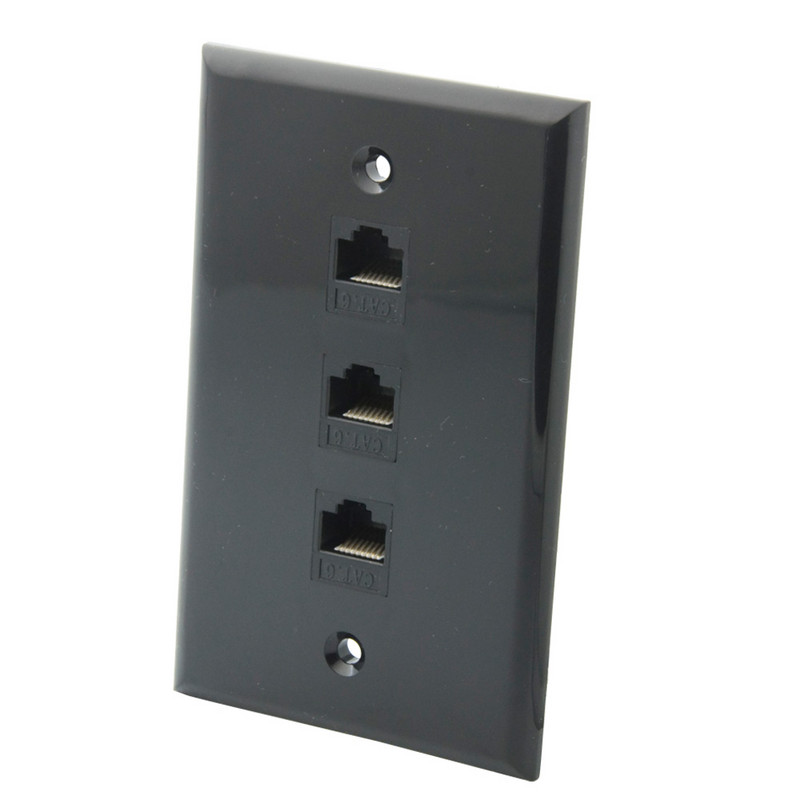 Must värv 1, 2, 3, 4, 6, 8, 12 pordiga CAT6 RJ45 võrgu seinaplaat tagakülje nais- ja naisühendusega