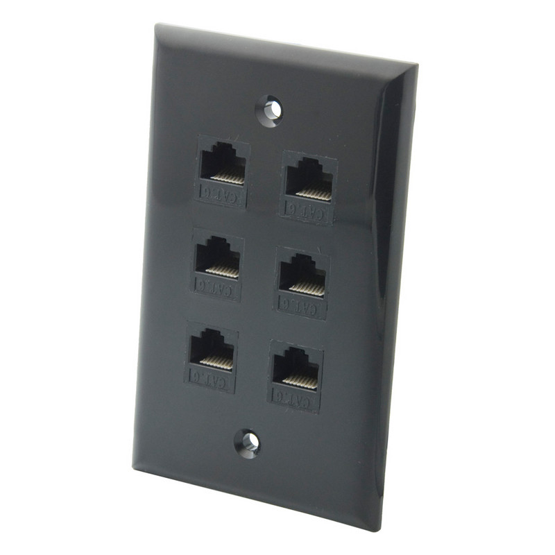 Must värv 1, 2, 3, 4, 6, 8, 12 pordiga CAT6 RJ45 võrgu seinaplaat tagakülje nais- ja naisühendusega