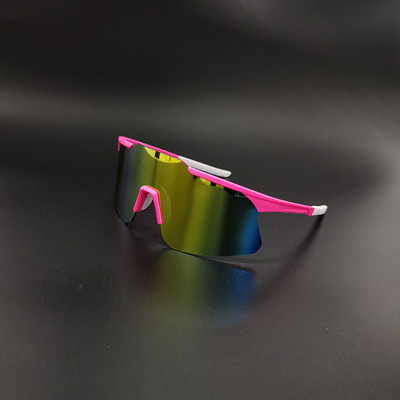 Ochelari de ciclism UV400 fără rame Bărbați, femei, sport, alergare, pescuit, ochelari MTB, ochelari de soare pentru bicicletă, lentile roz, ochelari de protecție pentru bicicletă de drum pentru fată