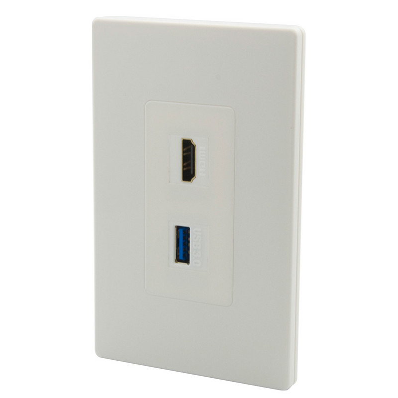 Нов дизайн 1 банда без винт Декоративен стил HDMI USB 3.0 CAT6 F RG6 Toslink 3,5 мм аудио LC влакно от женска към женска стенна плоча