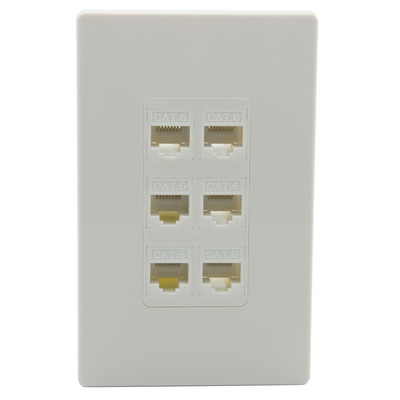 Uus disain 1 rühm ilma kruvideta 1 2 3 4 6 porti CAT6 RJ45 emas-naises seinaplaat