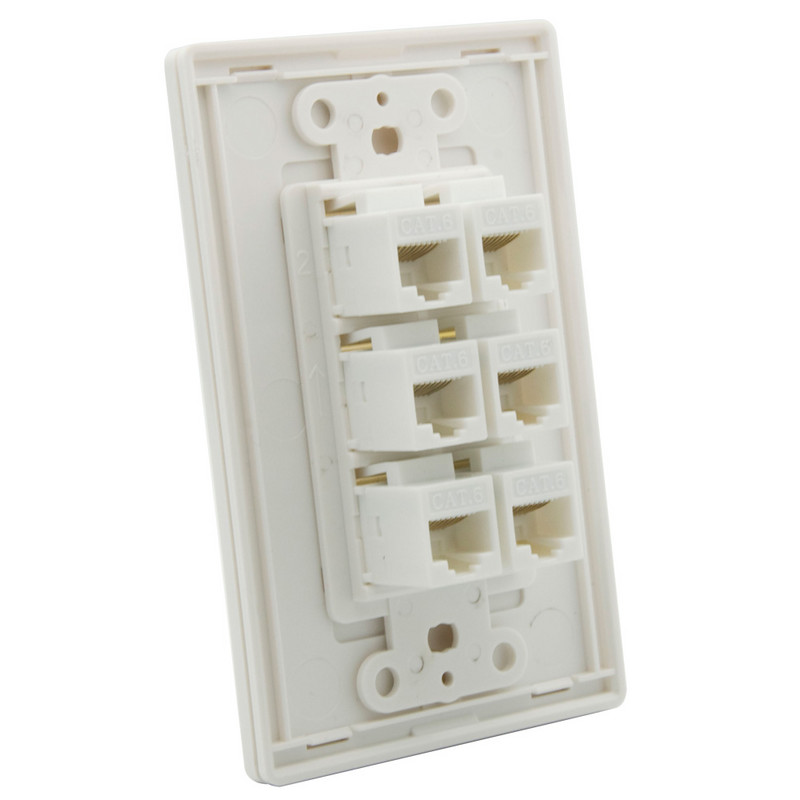 Uus disain 1 rühm ilma kruvideta 1 2 3 4 6 porti CAT6 RJ45 emas-naises seinaplaat