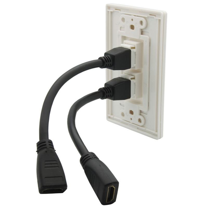 Нов дизайн 1 банда без винт Декоративна къса кабелна плоча в стил HDMI от жена към жена за стена