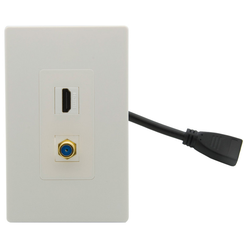 Нов дизайн 1 банда без винт Декоративна къса кабелна плоча в стил HDMI от жена към жена за стена