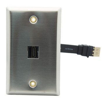Πλάκα τοίχου HDMI μονής θύρας από ανοξείδωτο χάλυβα 1 Gang με θηλυκό προς θηλυκό σύνδεσμο στο πίσω μέρος