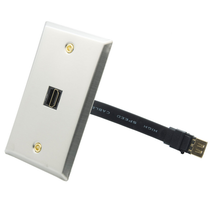 Jednostruka HDMI zidna ploča s jednim priključkom od nehrđajućeg čelika sa stražnjom stranom ženskog na ženski konektor