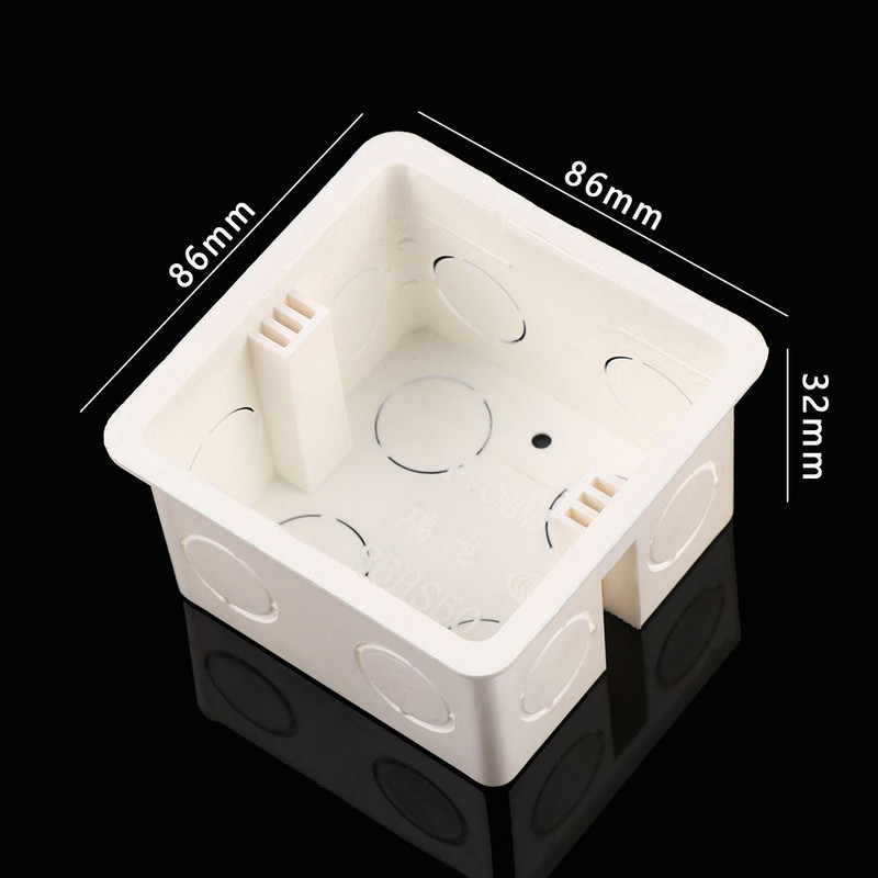 Тип 86 Кутия за стенен монтаж PVC Пластмаса Огнеустойчива касета за превключватели 50 mm Удебелена разклонителна кутия за външен стенен монтаж