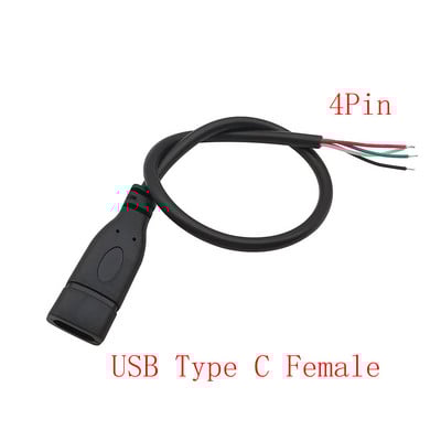 USB tip C mufă mamă femelă sursă de alimentare încărcător conector 2 pini 4 pini USB-C cablu de reparare bricolaj tip sudare sârmă 0,3 m 1 m 2 m
