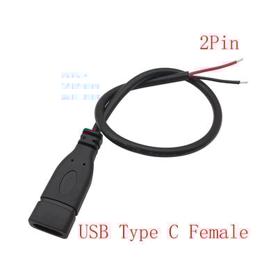 USB tip C mufă mamă femelă sursă de alimentare încărcător conector 2 pini 4 pini USB-C cablu de reparare bricolaj tip sudare sârmă 0,3 m 1 m 2 m