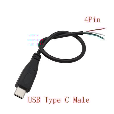 USB tip C mufă mamă femelă sursă de alimentare încărcător conector 2 pini 4 pini USB-C cablu de reparare bricolaj tip sudare sârmă 0,3 m 1 m 2 m