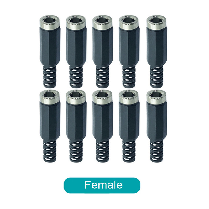 10 tk Kvaliteetne alalisvoolu pistik 2,5 / 2,1 * 5,5 mm toitepesa DC toitepistik 5,5x2,1 / 5,5x2,5 mm isane ja emane