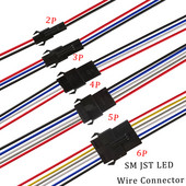 5 porų / 10 vnt. SM JST LED jungties kabelis 2/3/4/5/6 kontaktų kištuko lizdo vyriškos lyties laido jungtis, skirta RGB RGBW LED juostiniam šviesos adapteriui