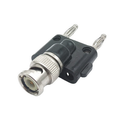 Konektor BNC banán Q9 na dva duálne 4mm banánové samec/samica, koaxiálny konektor BNC, typ T, 3-cestný rozbočovač, RF adaptér, vysoká kvalita
