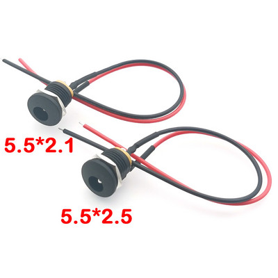5 buc conectori DC cu cablu 5,5x2,1/2,5mm mufă de alimentare mufă femelă mufă piuliță adaptor de montare pe panou conector 5,5*2,1 5,5*2,5mm