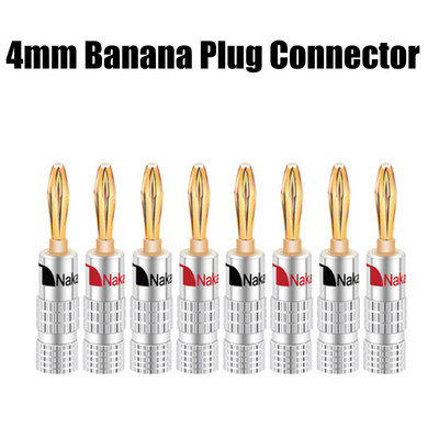 Nakamichi 4 mm Sound Banana Jack Wire Connectors Конектори Banana за високоговорители 24K позлатени с винтова ключалка за усилвател Аудио кабел за високоговорители