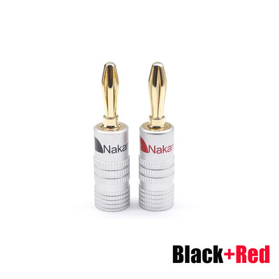 Nakamichi 4 mm garso bananų lizdo laidų jungtys garsiakalbio bananų kištukai, 24K paauksuoti su sraigtiniu užraktu, skirtu stiprintuvo garso garsiakalbio kabeliui