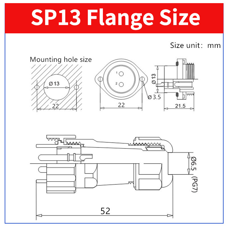 IP68 SP13 tagumine mutter/äärik/dokkimine veekindlad tööstuslikud pistikud 2 kontaktiga 3 kontaktiga 4 kontaktiga 5 kontaktiga 6 kontaktiga 7 kontaktiga 9 kontaktiga emane pistikupesa isane pistik