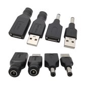 USB 2.0 Type-A до 5,5 mm x 2,1 mm DC захранващ адаптер, мъжки щепсел към женски жак, 5 V конектор за лаптоп, черен