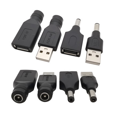 Adaptor de priză USB 2.0 tip A la 5,5 mm x 2,1 mm DC Mufă masculin la mufă mamă Conector 5 V pentru laptop Negru