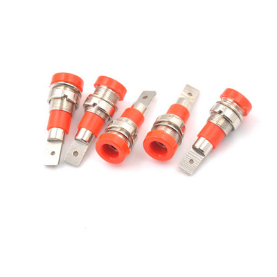 5 vnt. žalvarinis 2 mm bananinis lizdas, važiuoklės skydelio tvirtinimo lizdo jungtis neapdengtam bananų kištukui