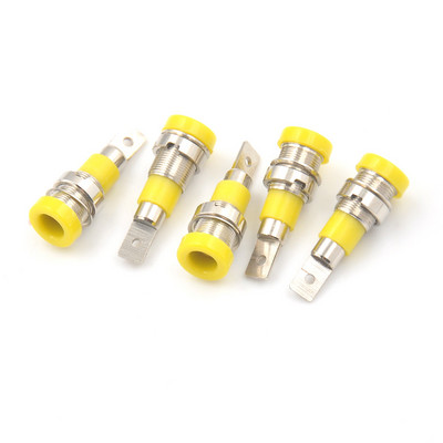 5 vnt. žalvarinis 2 mm bananinis lizdas, važiuoklės skydelio tvirtinimo lizdo jungtis neapdengtam bananų kištukui