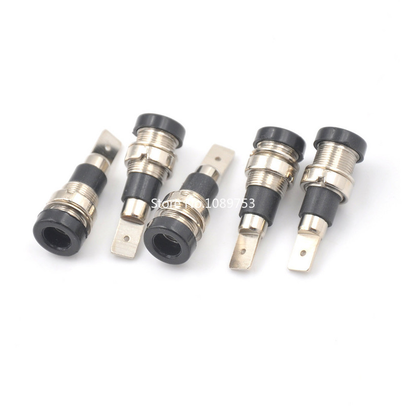 5 vnt. žalvarinis 2 mm bananinis lizdas, važiuoklės skydelio tvirtinimo lizdo jungtis neapdengtam bananų kištukui