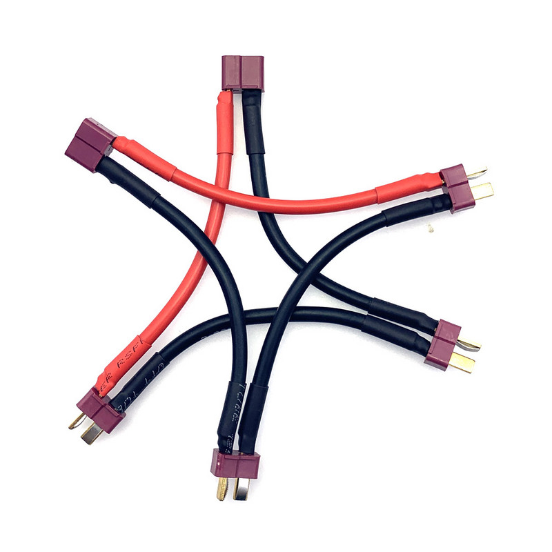 1 vnt. 12AWG T kištukas, 1 moteriškas ir 2 vyriškas tandeminio baterijos jungties kabelis dvigubo prailginimo Y skirstytuvo silikoninis laidas, skirtas RC akumuliatoriaus ESC