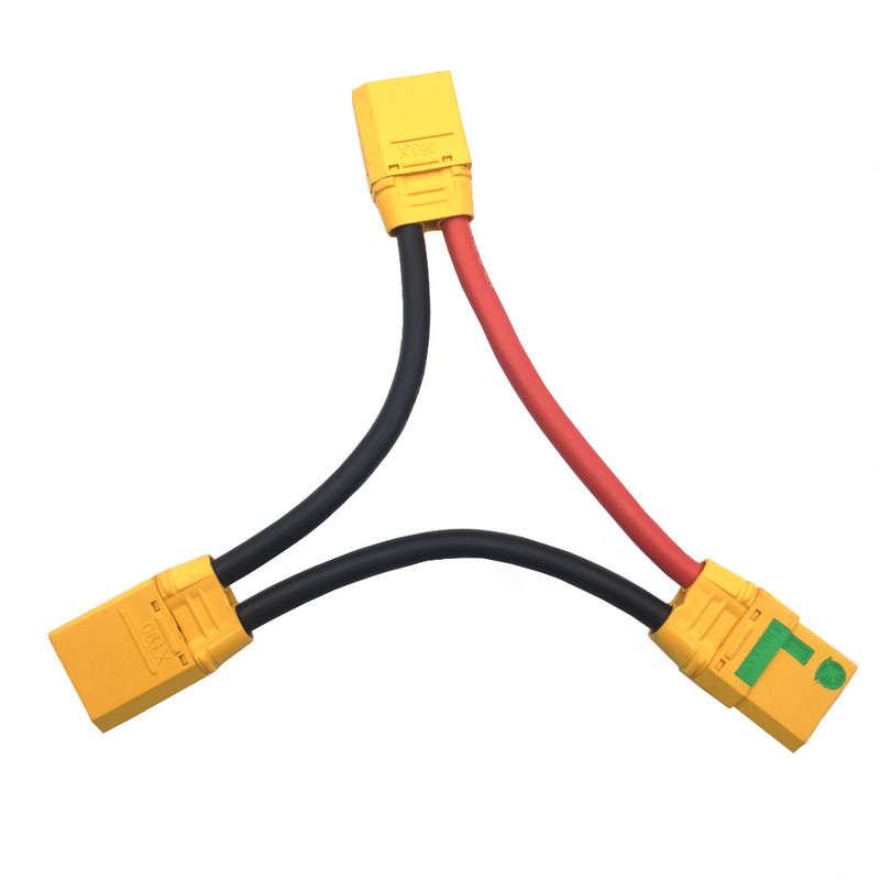1 ΤΕΜ. 1OAWG XT90 Καλώδιο σιλικόνης Splitter διπλής επέκτασης Y από ένα θηλυκό σε δύο αρσενικά για μπαταρία RC