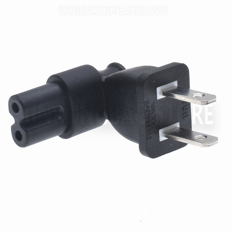 1 ΤΕΜ IEC 320 USA 2 ακίδων Δεξιά γωνία τροφοδοσίας AC Προσαρμογέας ρεύματος IEC σχήμα 8 Υποδοχή C7 στις ΗΠΑ 2 ακίδων Αρσενικό NEMA 1-15P C8/C5/C13