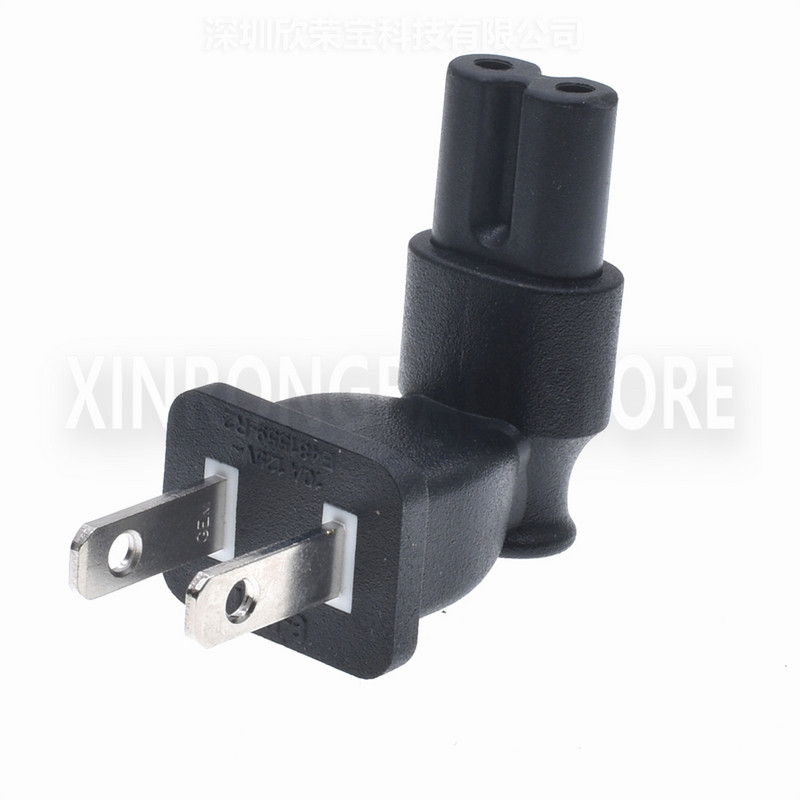 1 ΤΕΜ IEC 320 USA 2 ακίδων Δεξιά γωνία τροφοδοσίας AC Προσαρμογέας ρεύματος IEC σχήμα 8 Υποδοχή C7 στις ΗΠΑ 2 ακίδων Αρσενικό NEMA 1-15P C8/C5/C13