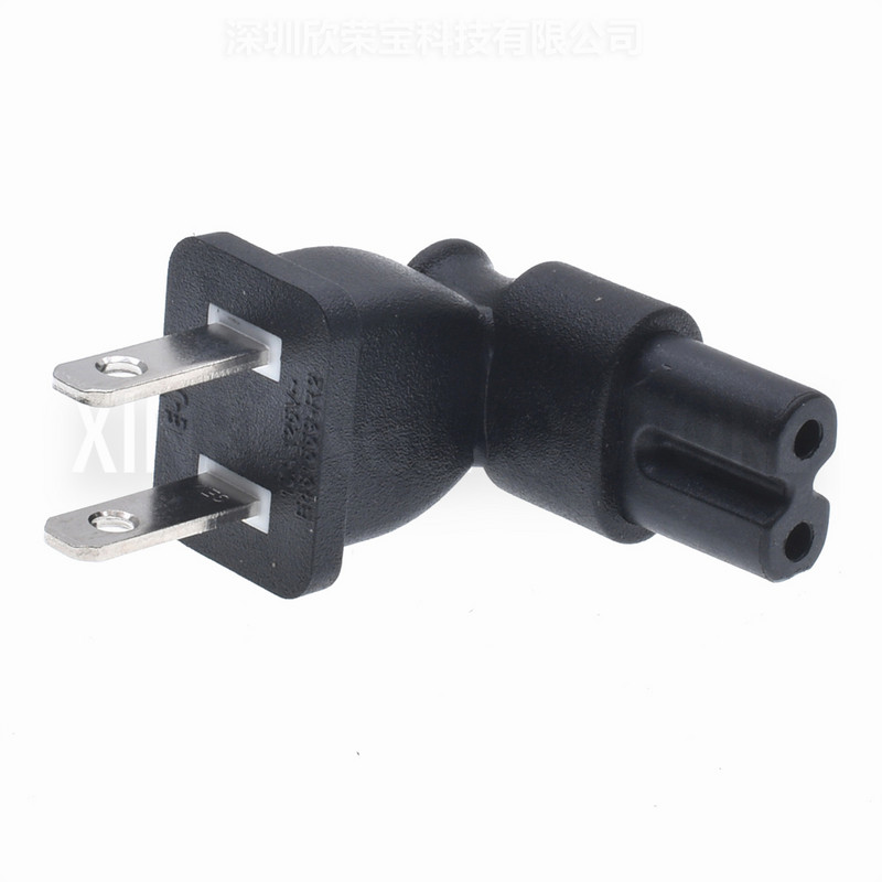 1 ΤΕΜ IEC 320 USA 2 ακίδων Δεξιά γωνία τροφοδοσίας AC Προσαρμογέας ρεύματος IEC σχήμα 8 Υποδοχή C7 στις ΗΠΑ 2 ακίδων Αρσενικό NEMA 1-15P C8/C5/C13