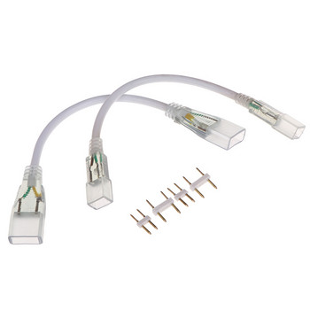 1PC Πλαστικό και Χάλκινο Σύρμα 25cm 2pin Led Angle RGB Straight Connector 110v 220v Intermediate Dual Connector