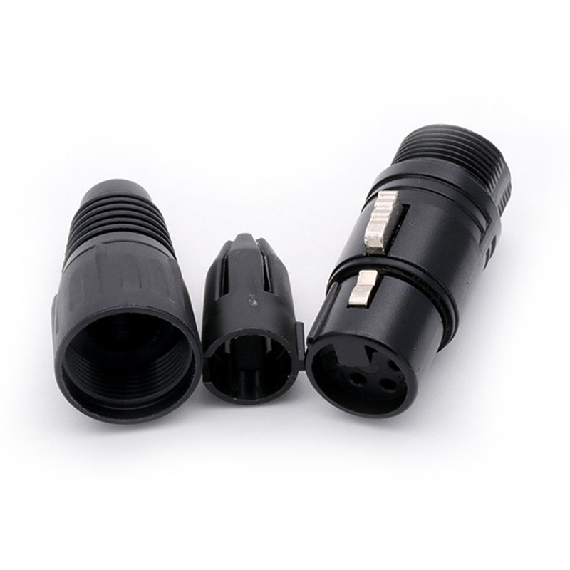 1db fekete/ezüst 3 tűs XLR dugós dugós csatlakozó vezeték 3 pólusú XLR adapter mikrofon MIC ágyúkábel hangcsatlakozó