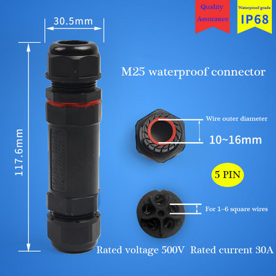 IP68 vízálló csatlakozó szerelvény típusa vezeték és kábel gyorscsatlakozó 2/3/4/5 PIN kültéri LED világítás lezárt csatlakozó 1 db