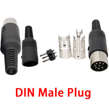1 комплект DIN аудио адаптер 3/4/5/6/7/8 щифтов DIN мъжки щепсел с пластмасова дръжка + женски гнездо Конектор за шаси за монтиране на панел