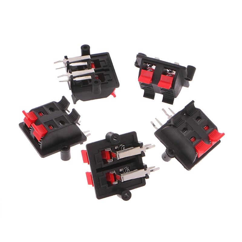 5 vnt. dvigubos eilės 4 padėčių kabelio spaustuko stūmimo tipo garsiakalbio gnybtų skydelio jungtis