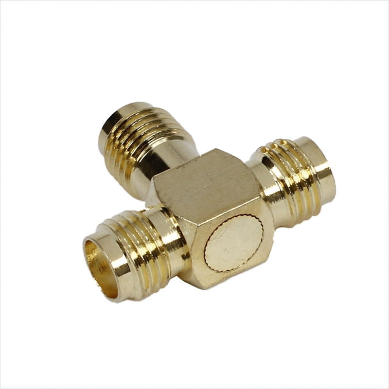 Edutamine! 2 tk kolmekordne T RF-adapteri pistik 3-suunaline jaotur: 1 tk Sma emane kahele Sma emasele ja 1 tk Sma isane kahele Sma emasele