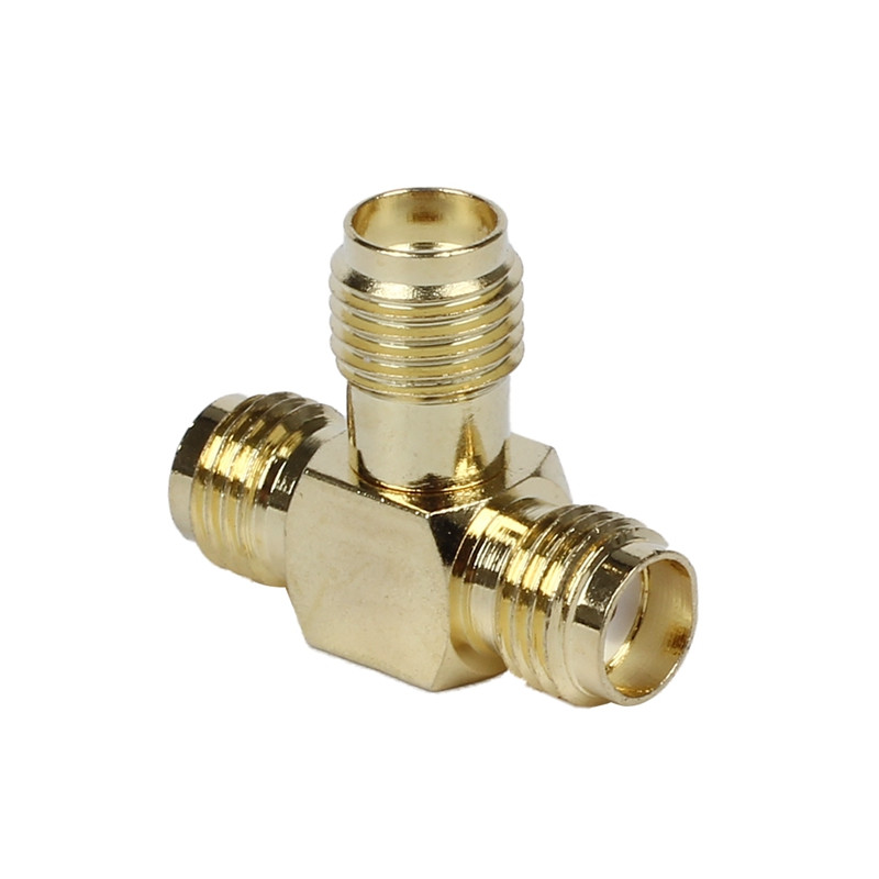 Edutamine! 2 tk kolmekordne T RF-adapteri pistik 3-suunaline jaotur: 1 tk Sma emane kahele Sma emasele ja 1 tk Sma isane kahele Sma emasele