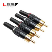 4 kom/2 para Snake King RCA pozlaćena igla Potpuno crna pozlaćena velika Lotus Audio video Lotus glava RCA utikača