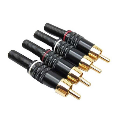 4 kom/2 para Snake King RCA pozlaćena igla Potpuno crna pozlaćena velika Lotus Audio video Lotus glava RCA utikača