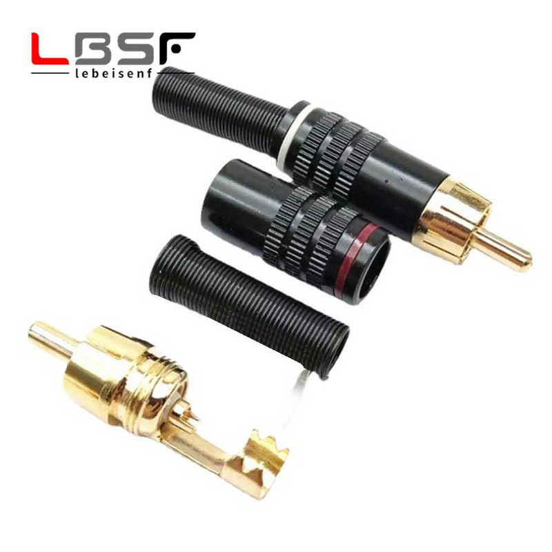 4 kom/2 para Snake King RCA pozlaćena igla Potpuno crna pozlaćena velika Lotus Audio video Lotus glava RCA utikača