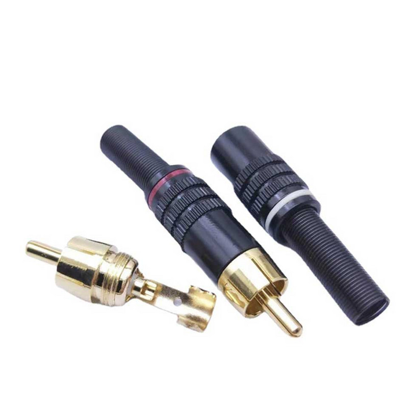 4 kom/2 para Snake King RCA pozlaćena igla Potpuno crna pozlaćena velika Lotus Audio video Lotus glava RCA utikača