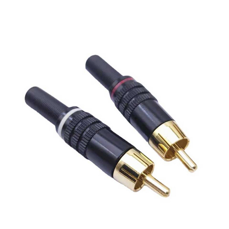 4 kom/2 para Snake King RCA pozlaćena igla Potpuno crna pozlaćena velika Lotus Audio video Lotus glava RCA utikača