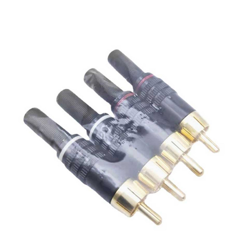 4 kom/2 para Snake King RCA pozlaćena igla Potpuno crna pozlaćena velika Lotus Audio video Lotus glava RCA utikača