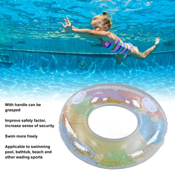Δαχτυλίδι κολύμβησης για παιδιά με φουσκωτό πάχος PVC Εργαλείο κολύμβησης με παγιέτες ελαιογραφία με λαβή