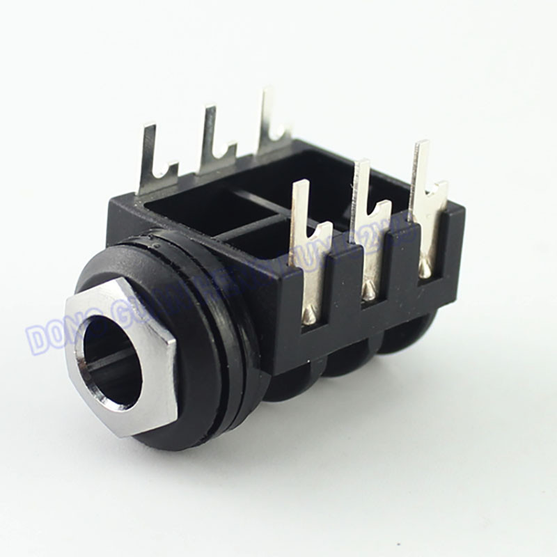 Mikrofon 6.35mm Jack 1/4" 6Pin Stereo Ženska utičnica za slušalice Audio utikač Jack Navoj PCB Konektori za montažu na ploču