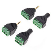 1 poros vyriškas ir moteriškas vaizdo AV Balun 3,5 mm 3/4 polių stereofoninis kištukas su AV varžtiniu gnybtu Stereo lizdas 3,5 mm moteriškas 3/4 kontaktų gnybtų blokas