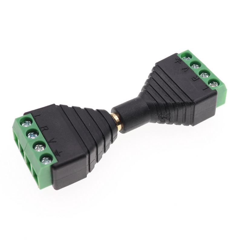 1 poros vyriškas ir moteriškas vaizdo AV Balun 3,5 mm 3/4 polių stereofoninis kištukas su AV varžtiniu gnybtu Stereo lizdas 3,5 mm moteriškas 3/4 kontaktų gnybtų blokas