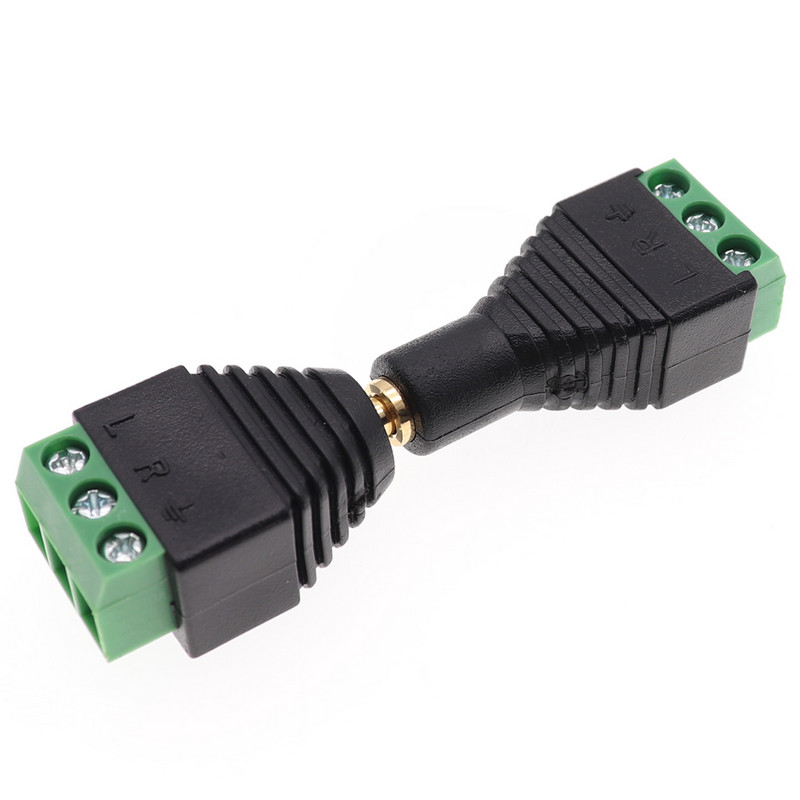 1 poros vyriškas ir moteriškas vaizdo AV Balun 3,5 mm 3/4 polių stereofoninis kištukas su AV varžtiniu gnybtu Stereo lizdas 3,5 mm moteriškas 3/4 kontaktų gnybtų blokas